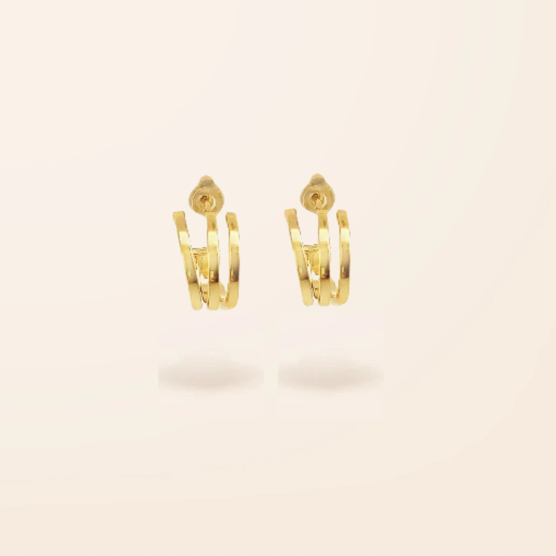 10K Gold Triple Row Earring