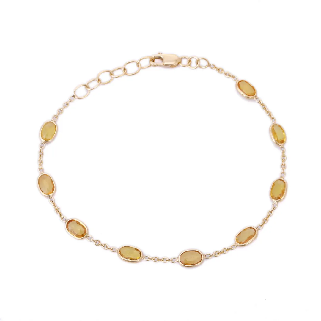 18K Yellow Gold Bracelet With Yellow Sapphire Gemstone