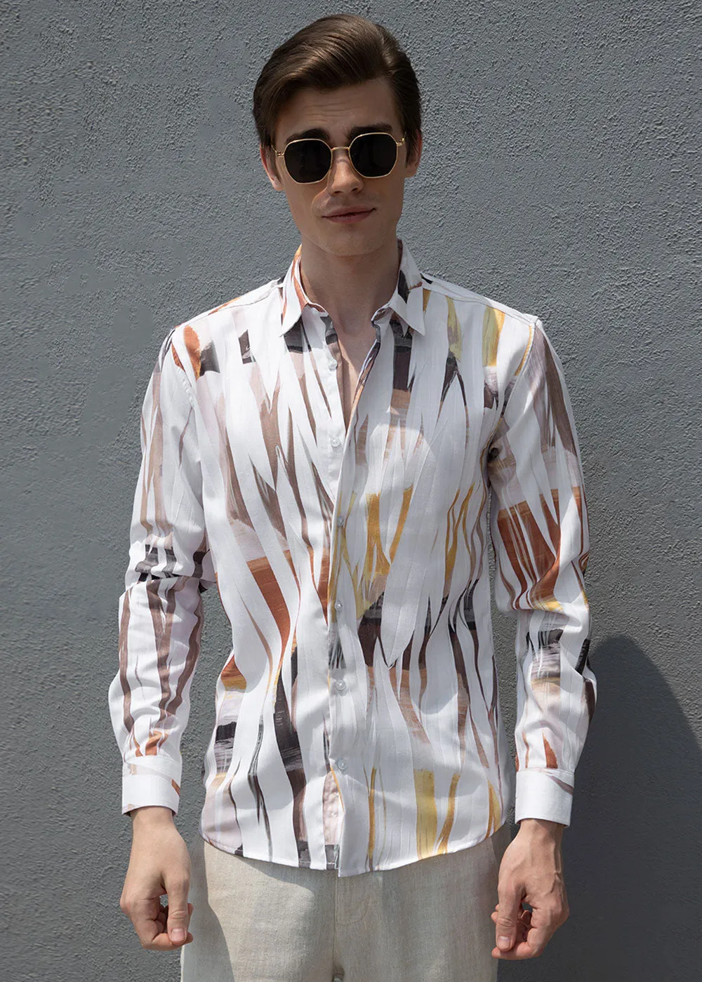 Abstract Yellow Multicoloured Shirt