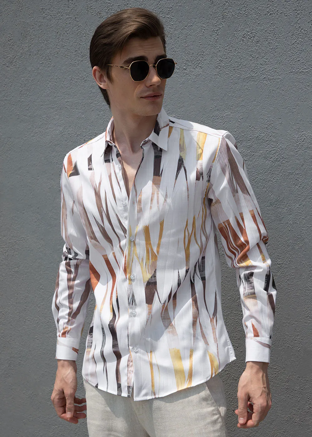 Abstract Yellow Multicoloured Shirt