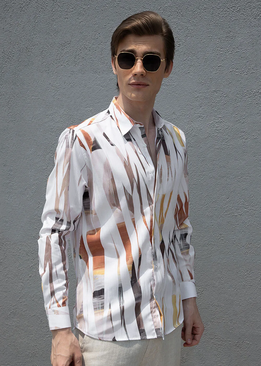 Abstract Yellow Multicoloured Shirt