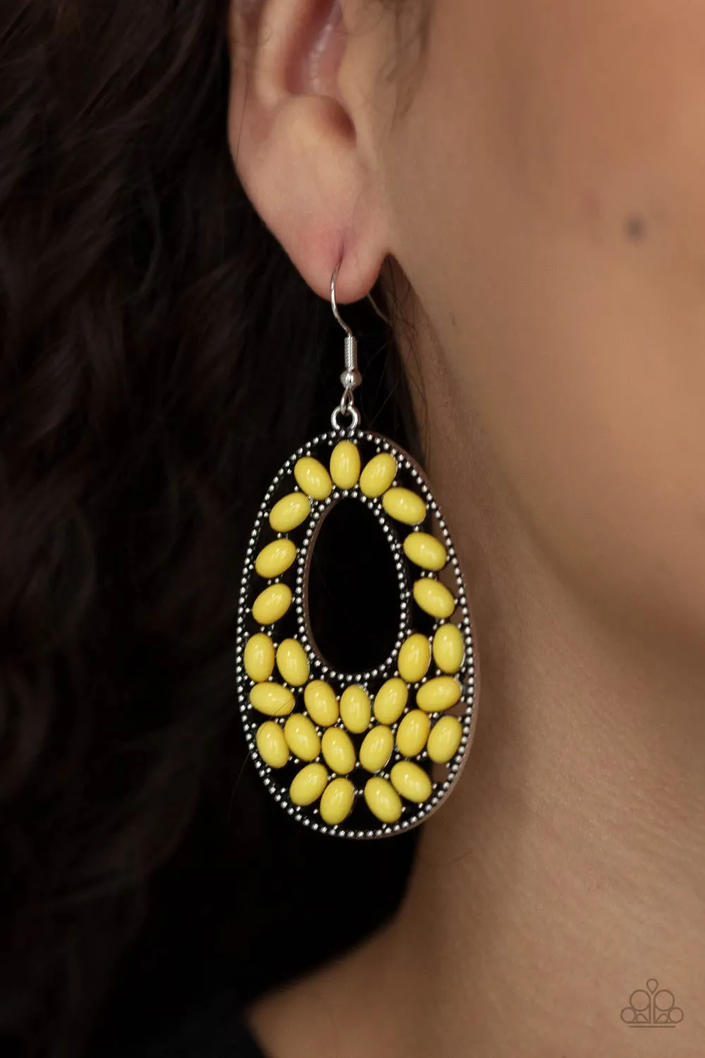 Beaded Shores Yellow-Earrings