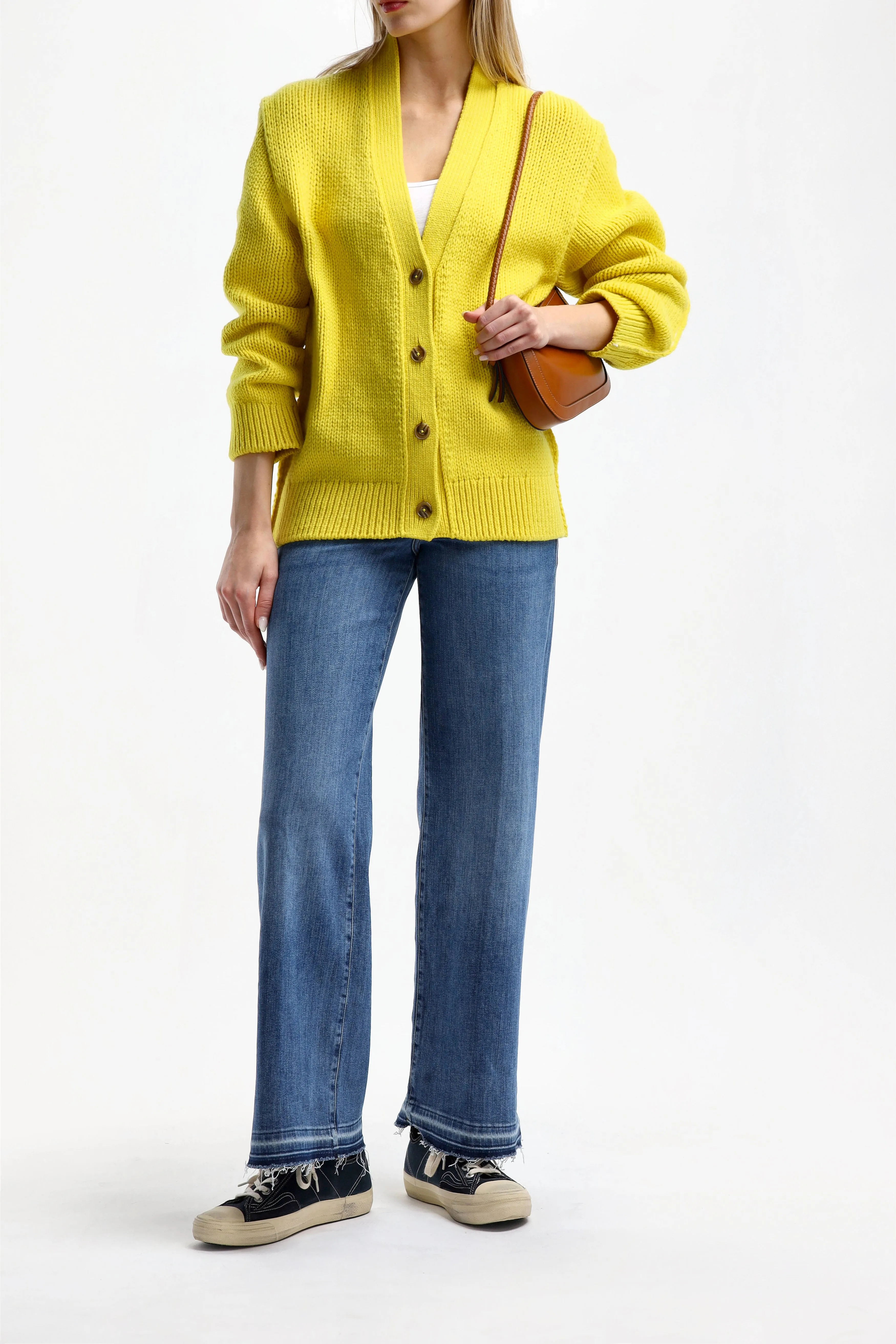 Cardigan in Primary Yellow