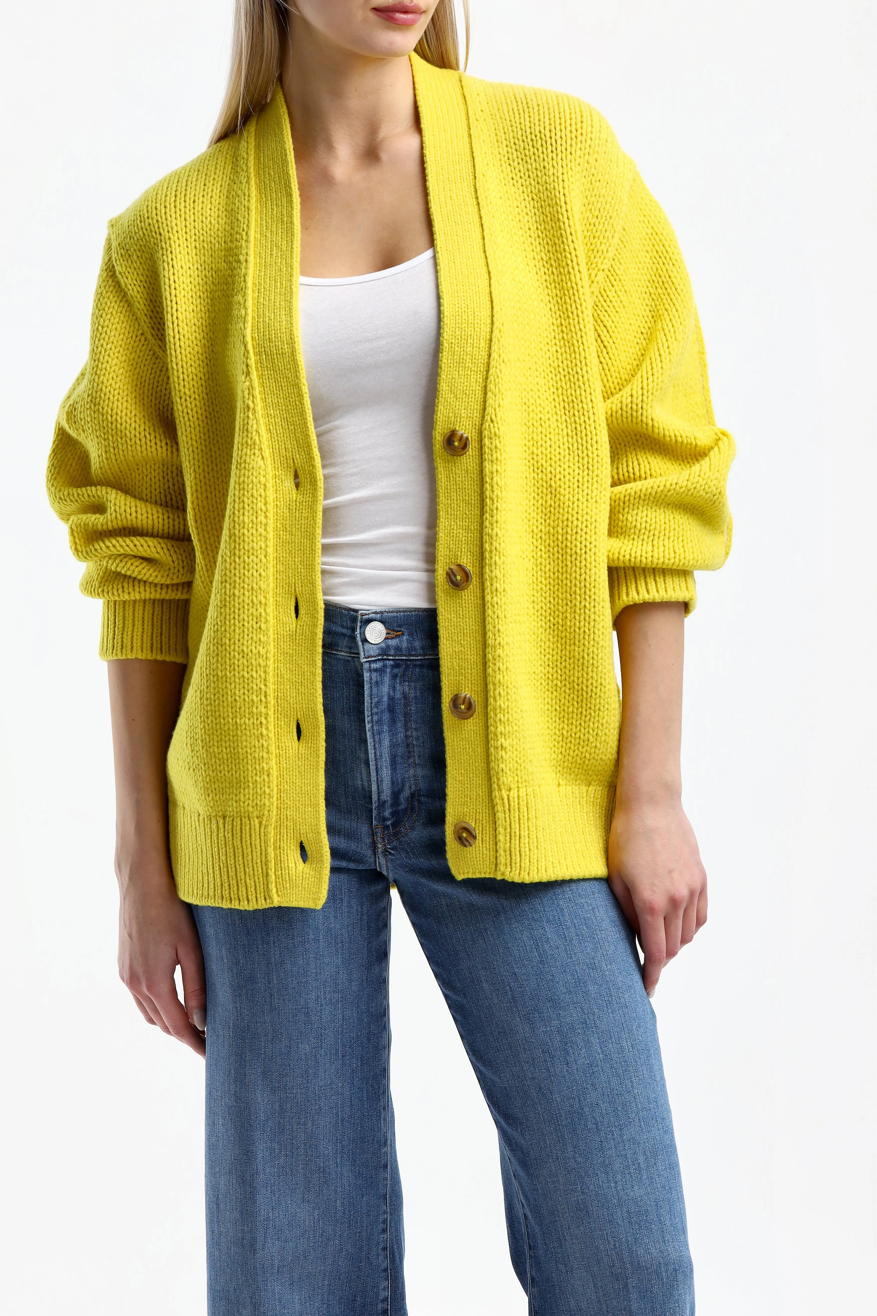 Cardigan in Primary Yellow