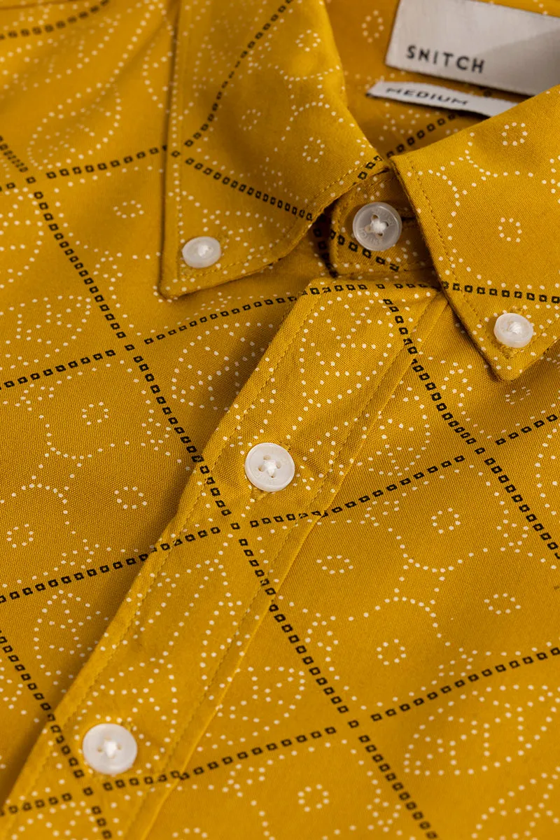 Dotted Leaf Motif Yellow Shirt