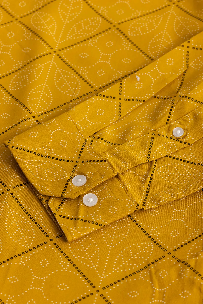 Dotted Leaf Motif Yellow Shirt