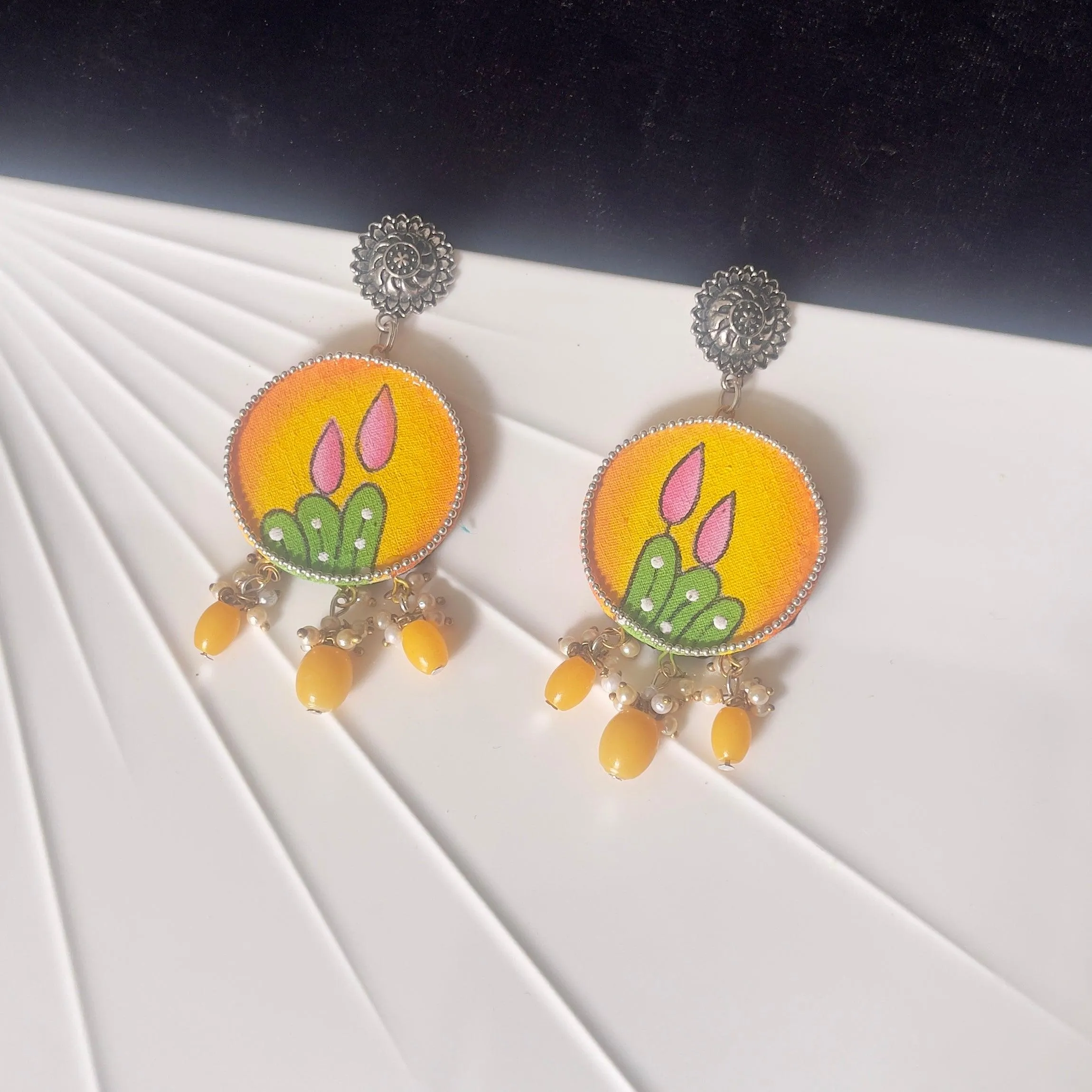 Dusk Handpainted Yellow (Earrings)