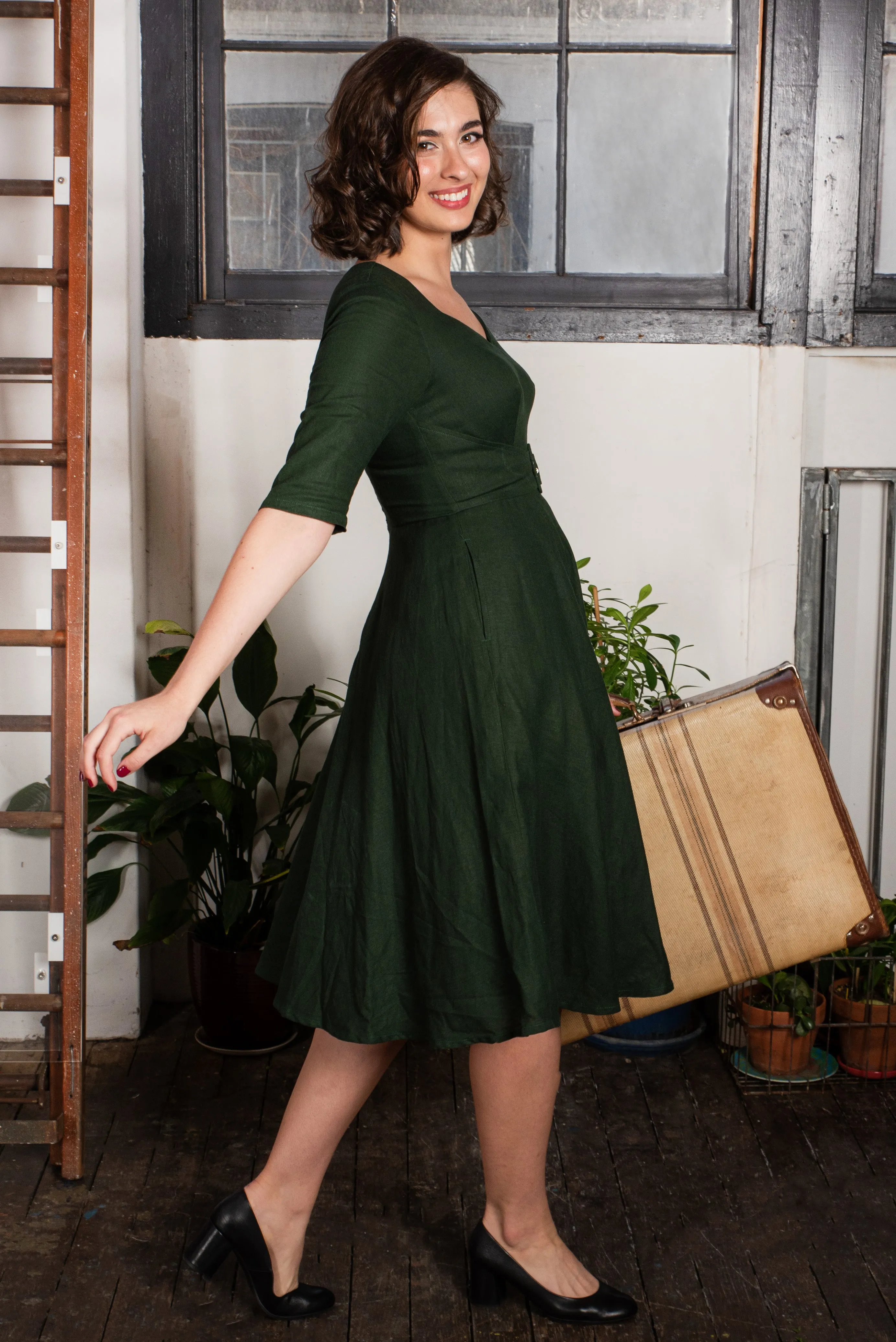 Esmee Green Linen Dress