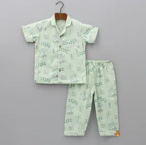 Green Snooze Printed Sleepwear