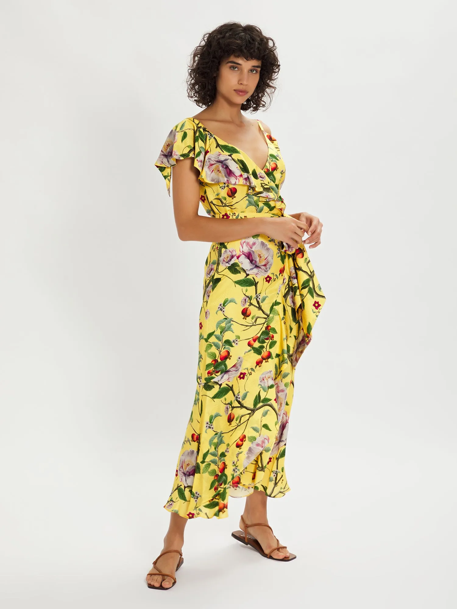 Isadora Peony Yellow Midi Dress