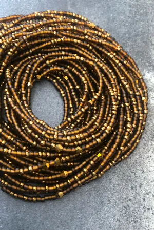 Melanin And Gold Tie On Waist Beads