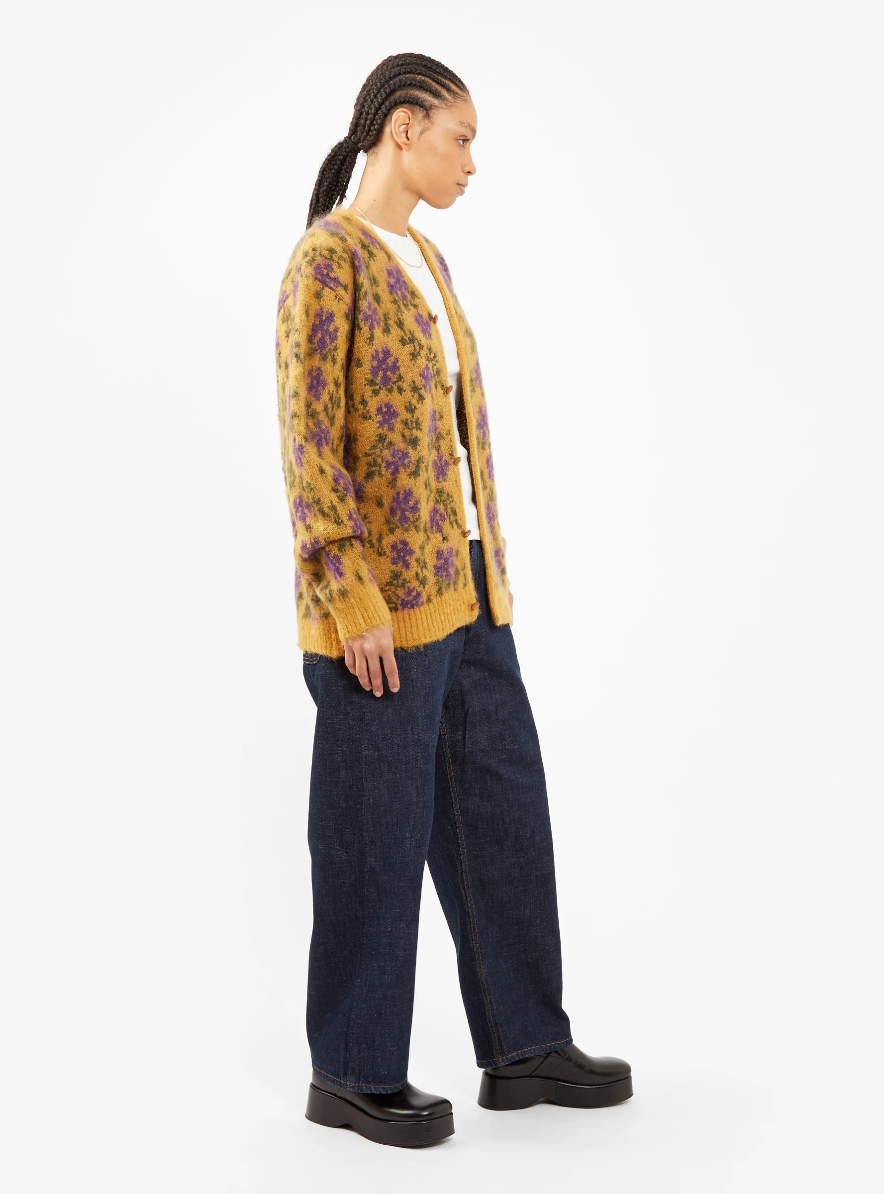 Mohair Cardigan Yellow Floral