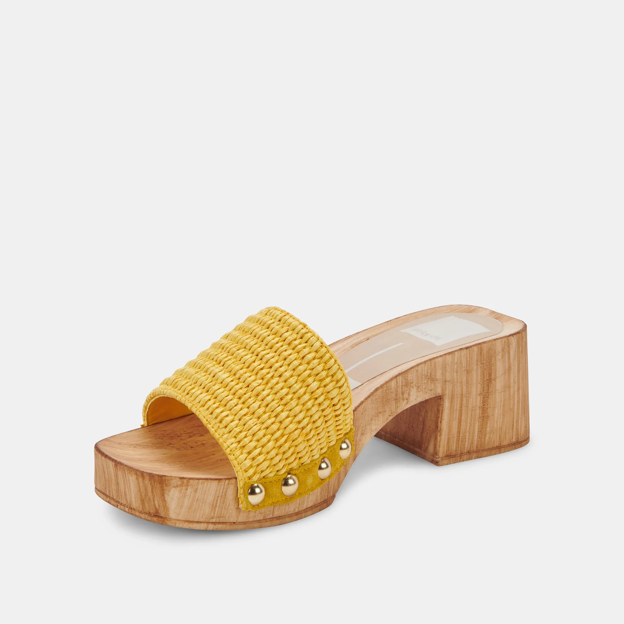 OAKLEY HEELS YELLOW RAFFIA