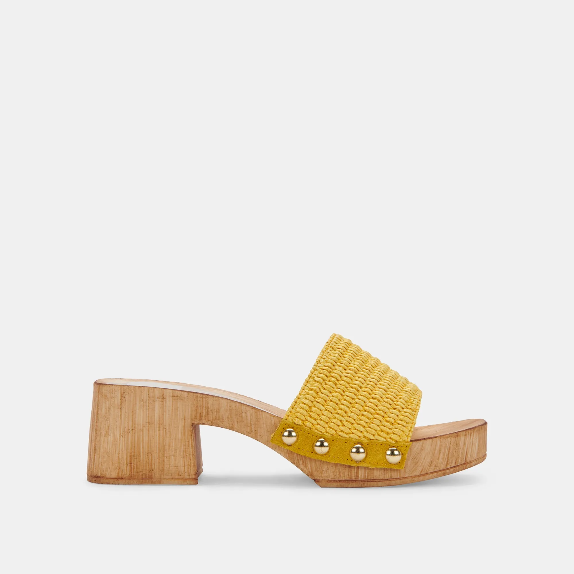 OAKLEY HEELS YELLOW RAFFIA