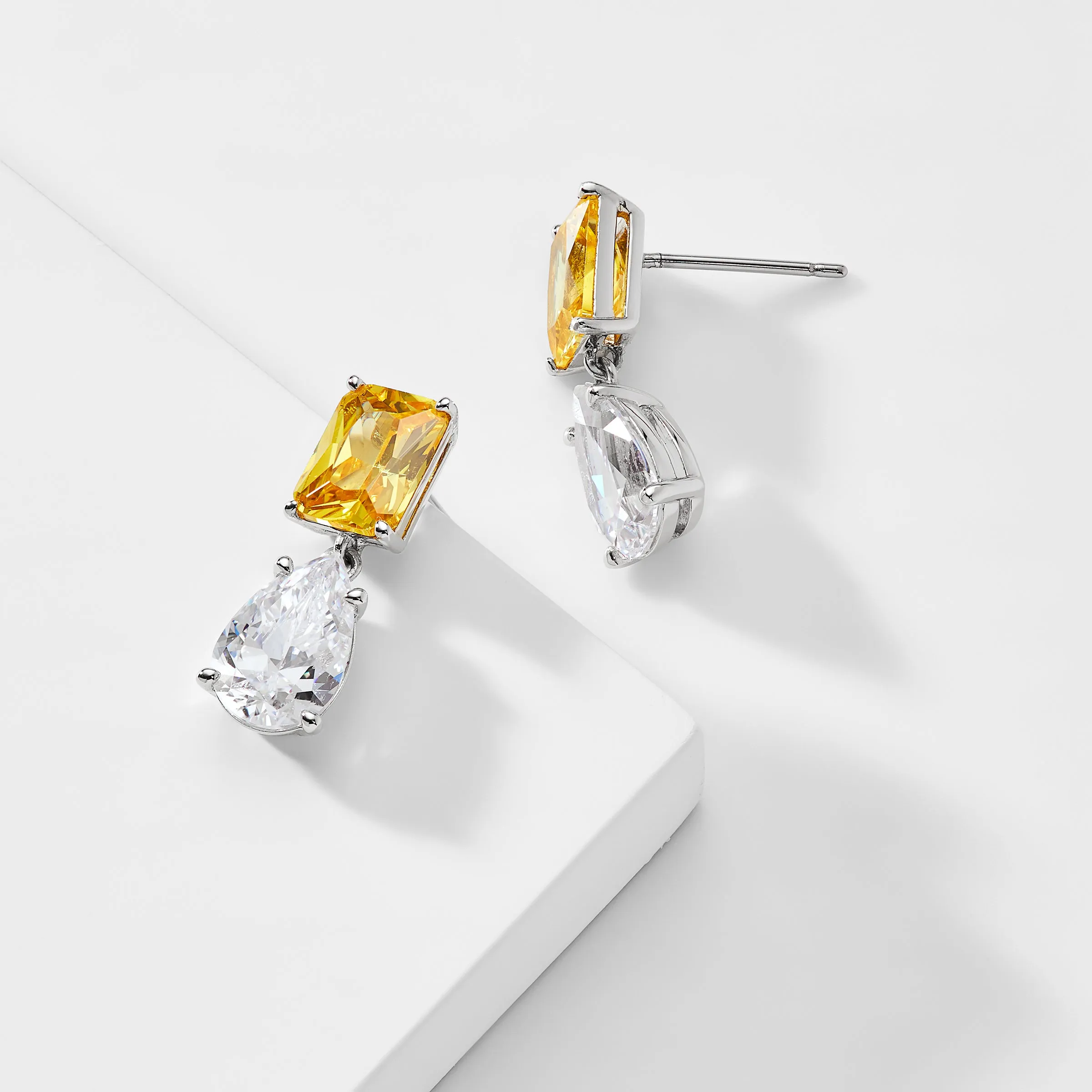 SOLEIL YELLOW CZ DROP EARRINGS