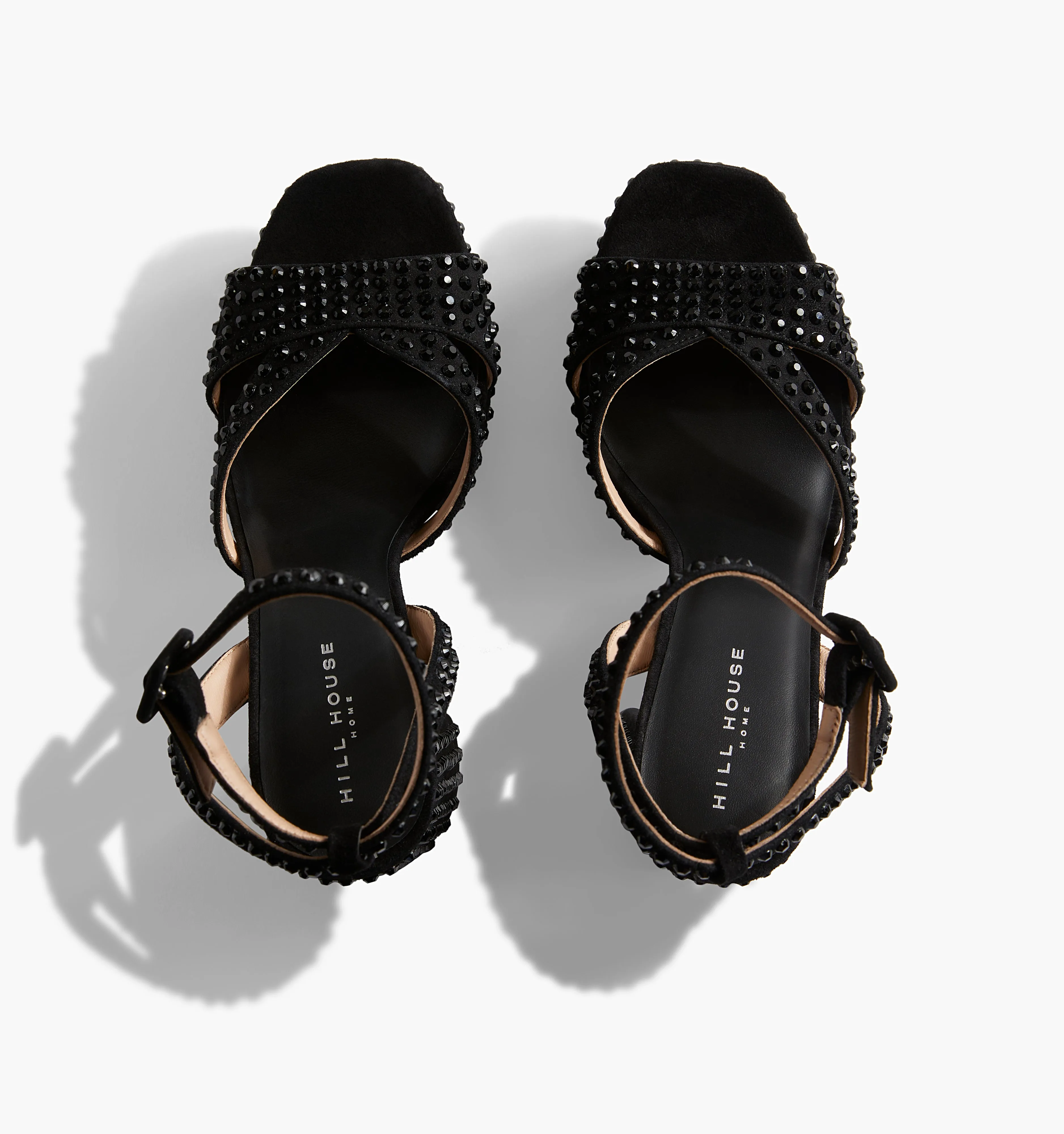 The Party Platform - Black Suede/Black Rhinestone