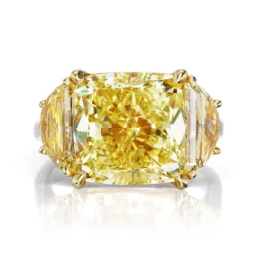 THEIA 12 CARAT CUSHION CUT FANCY YELLOW COLOR VS2 CLARITY DIAMOND ENGAGEMENT RING PLATINUM GIA CERTIFIED 10 CT FY VS2 BY MIKE NEKTA