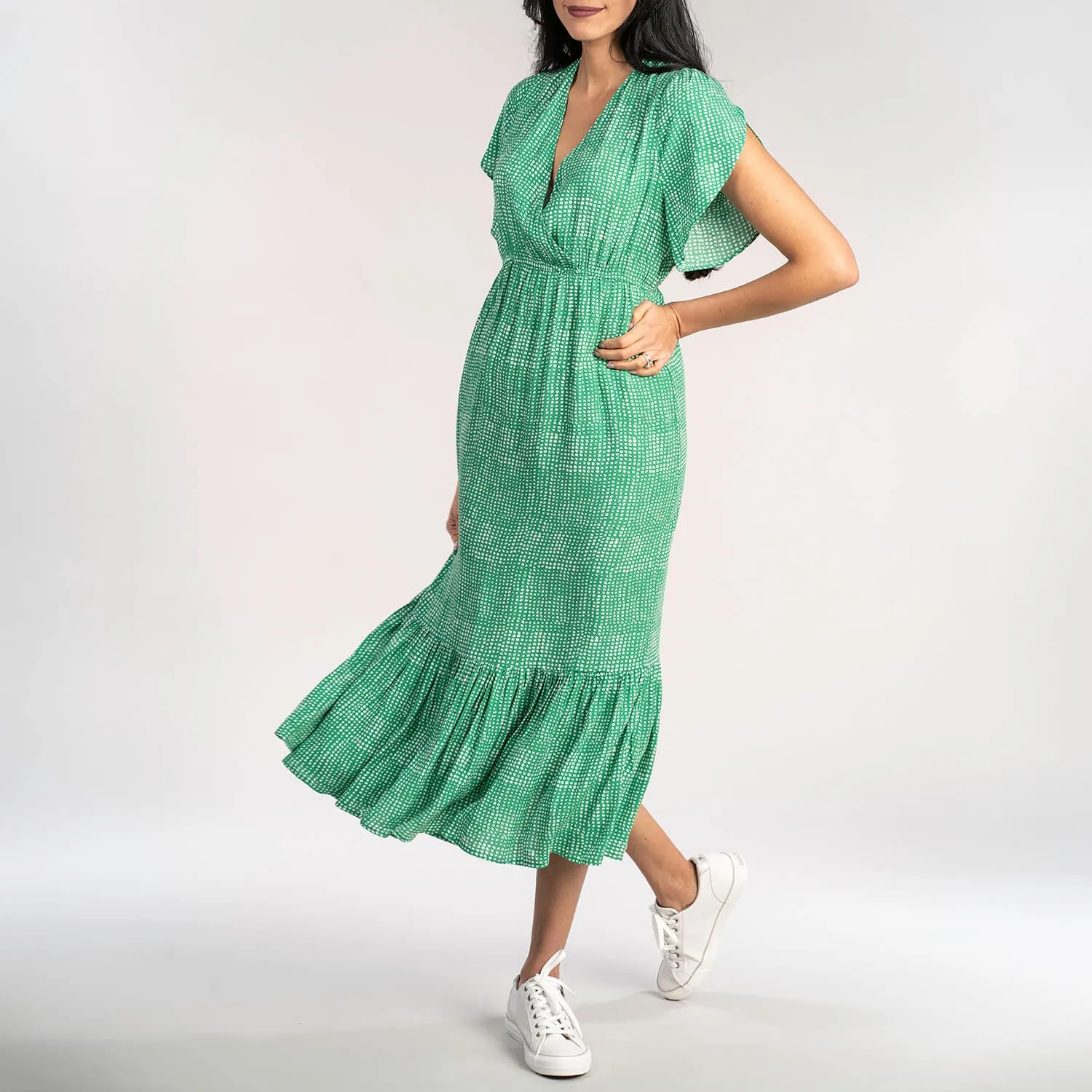 Wrap Spot Dress - Green