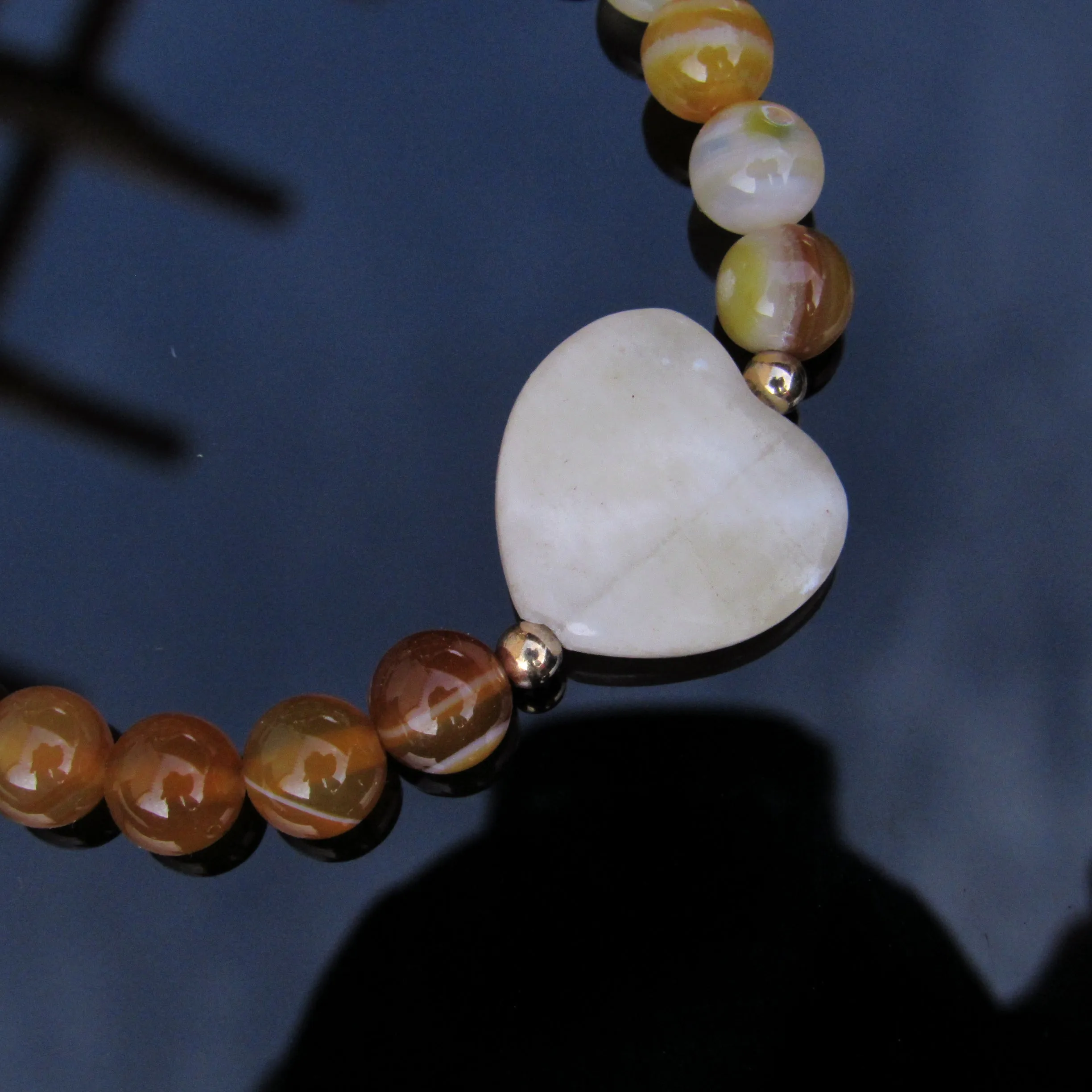 Yellow agates, Lemmon Quartz, yellow Topaz gemstone Heart Bracelet