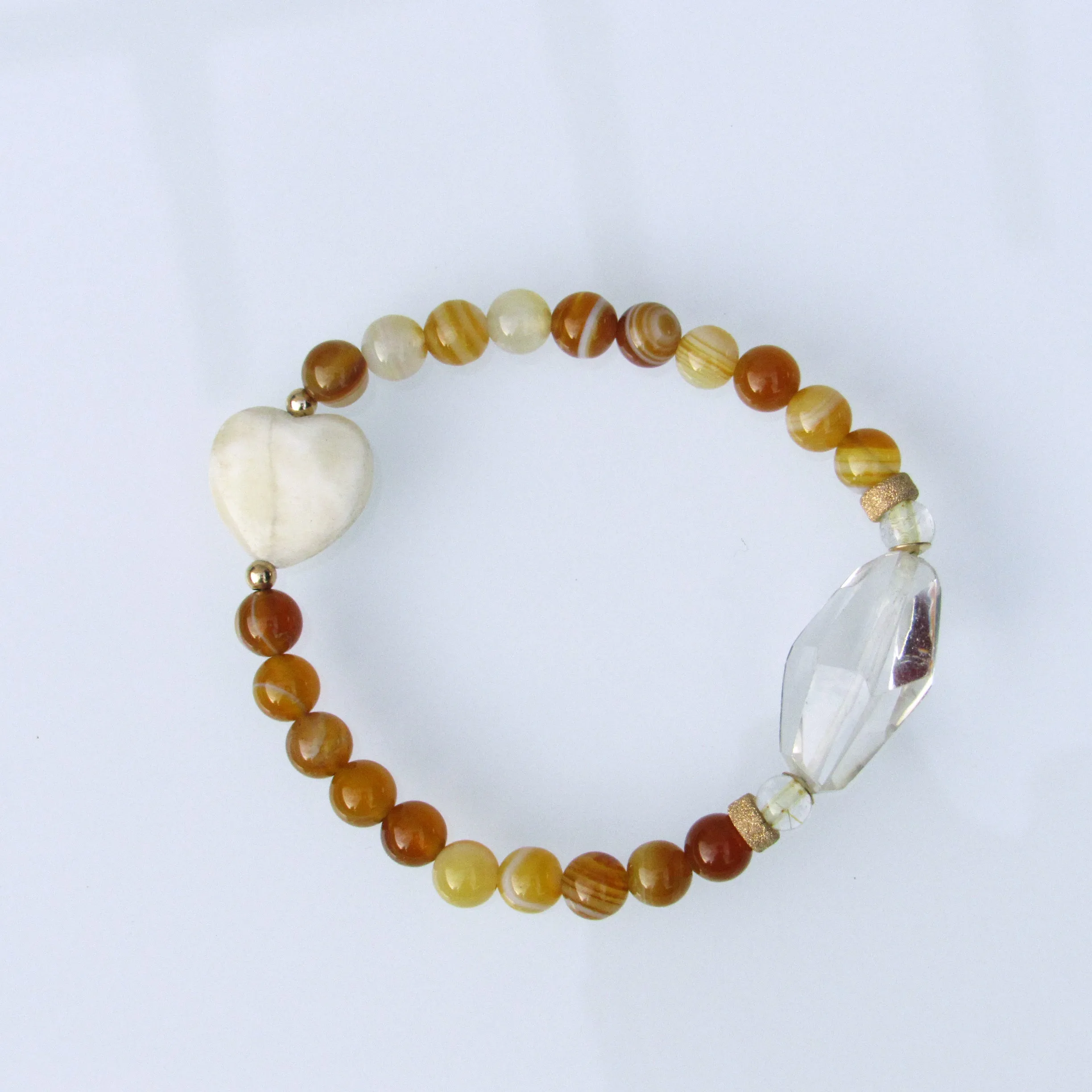 Yellow agates, Lemmon Quartz, yellow Topaz gemstone Heart Bracelet