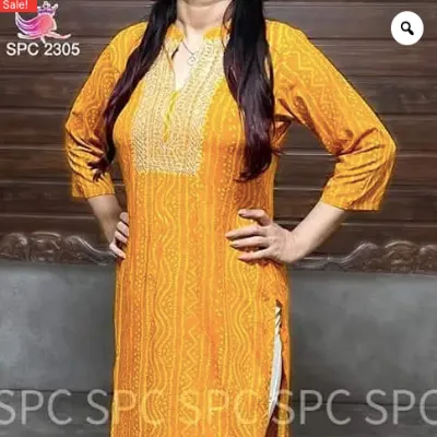 Yellow Bandhani Cotton Kurti