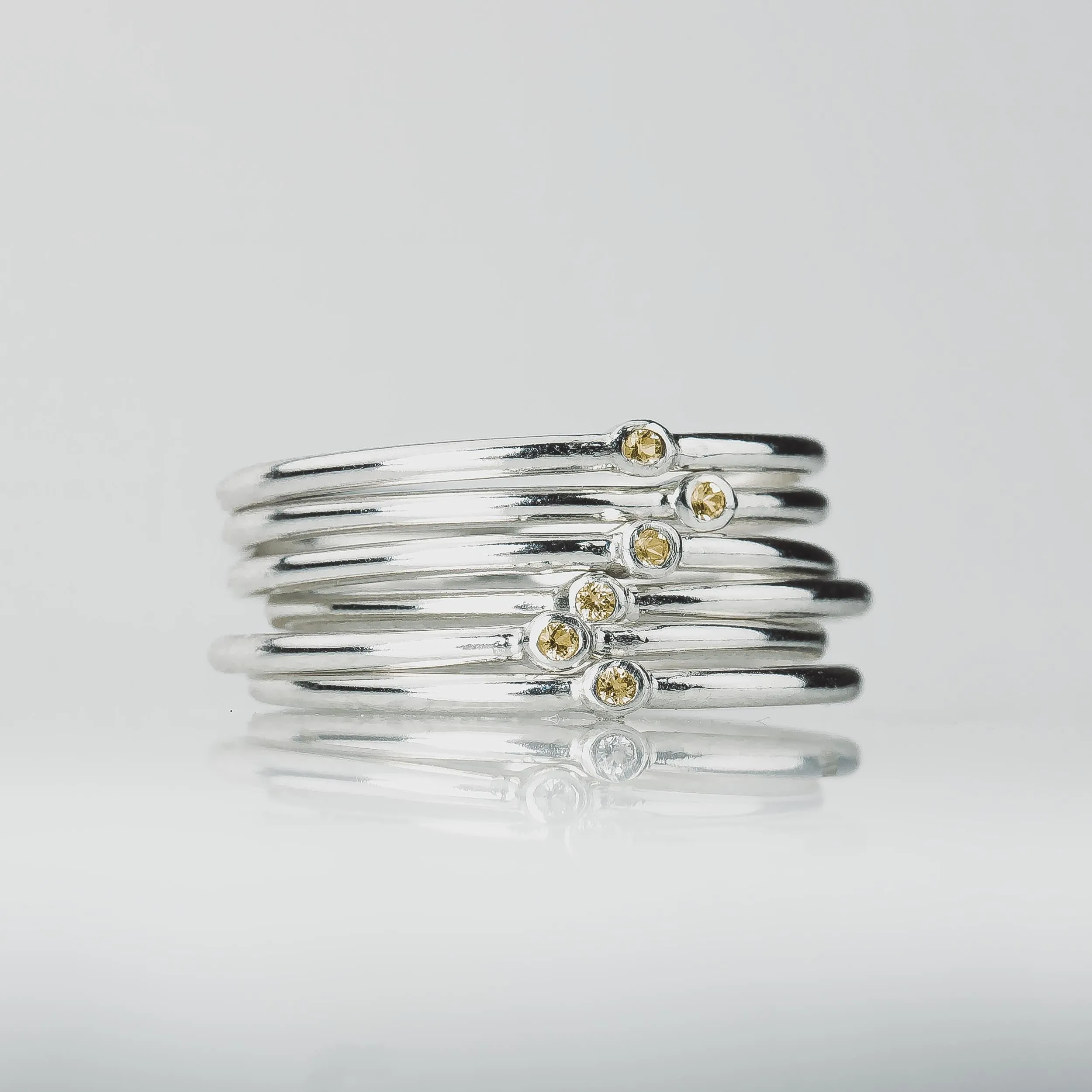 Yellow Diamond Stacking Rings