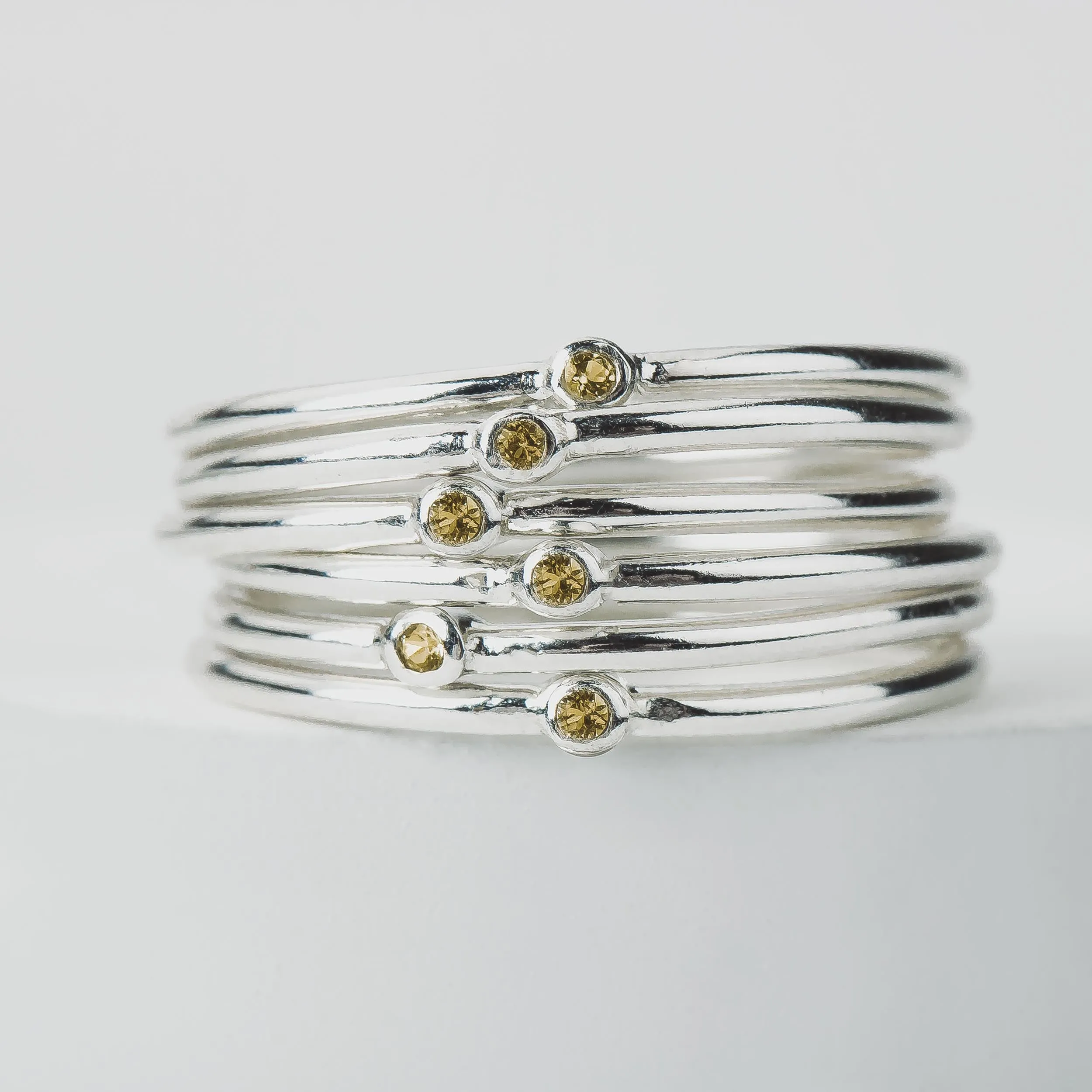 Yellow Diamond Stacking Rings