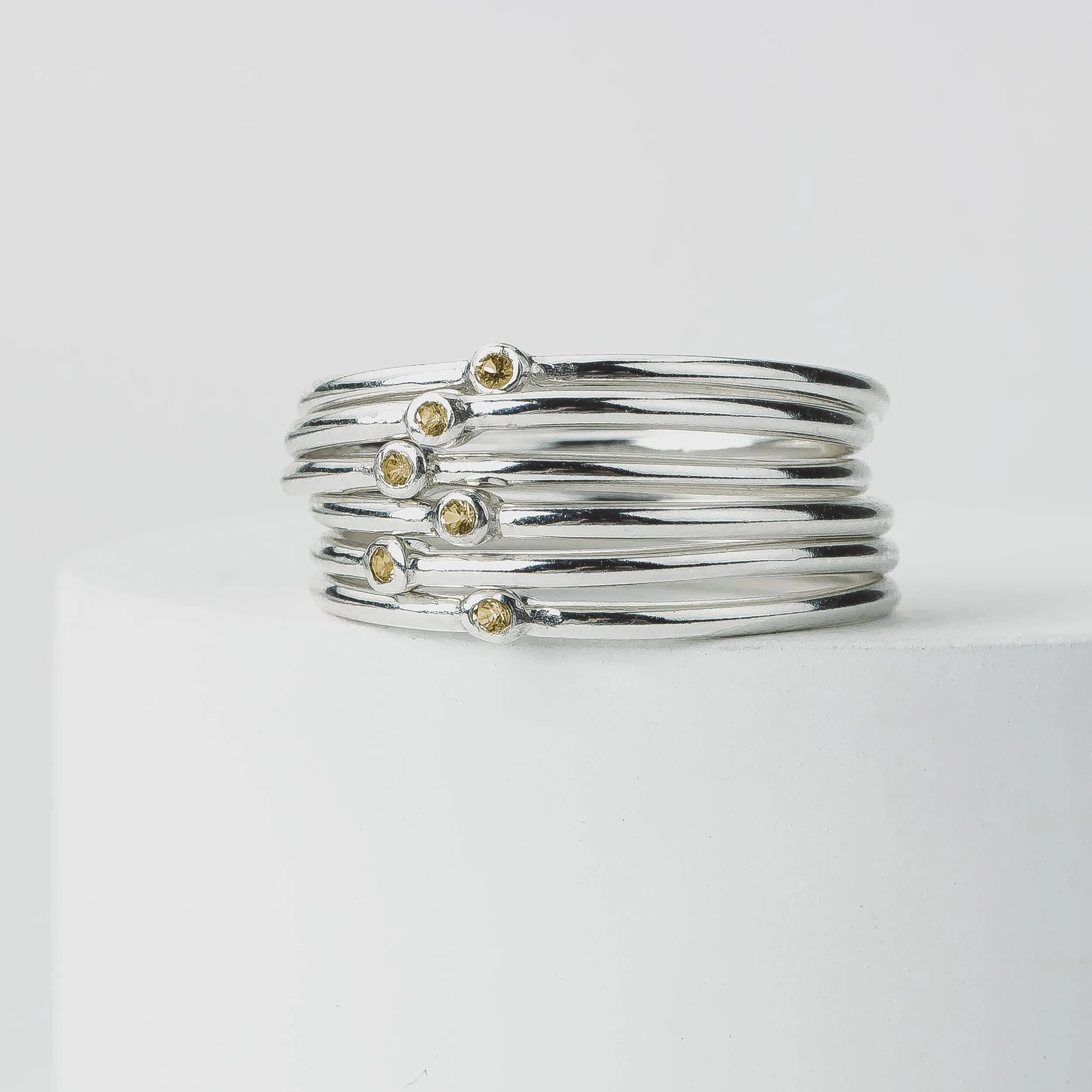 Yellow Diamond Stacking Rings