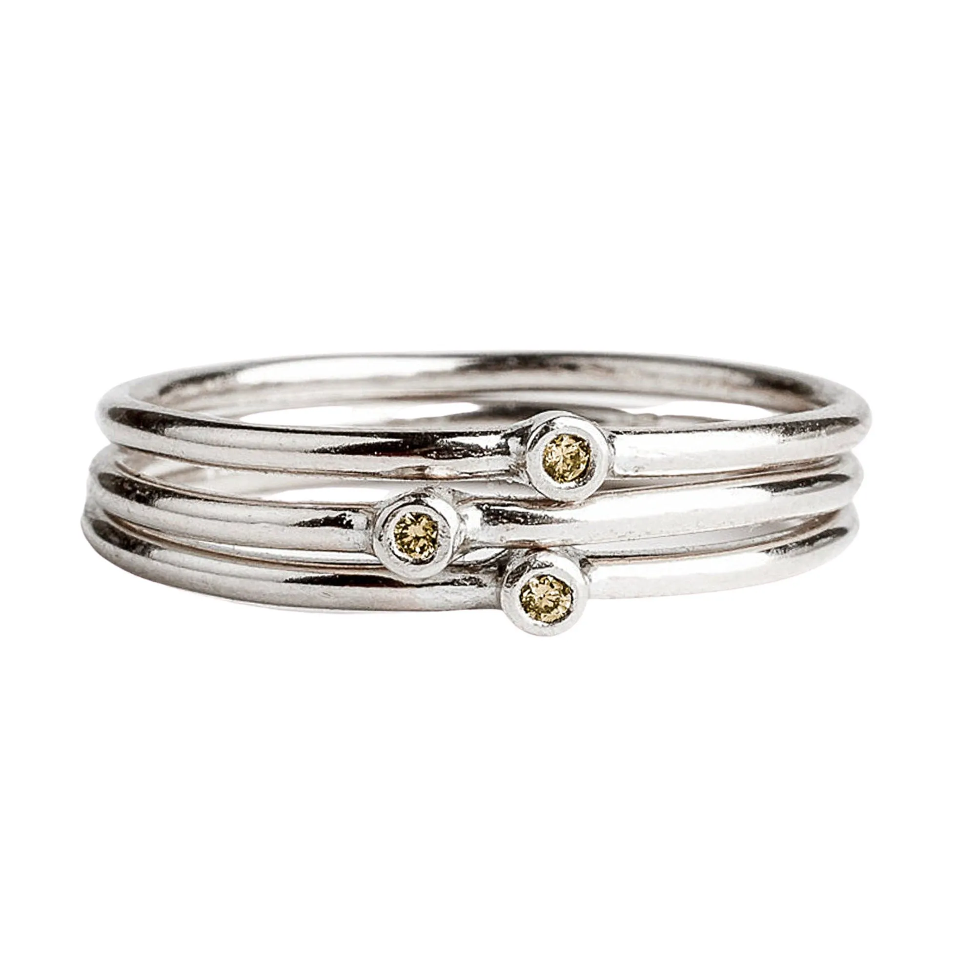 Yellow Diamond Stacking Rings