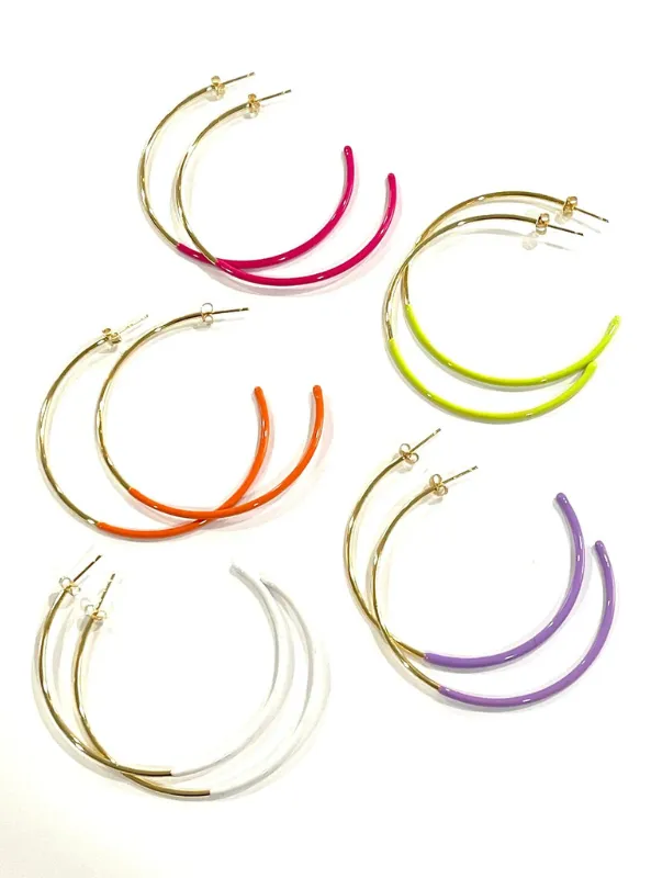 Yellow Duo Enamel Hoops