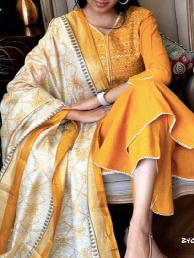 Yellow Embroidered Salwar suit