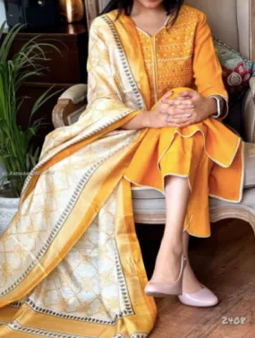 Yellow Embroidered Salwar suit