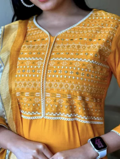 Yellow Embroidered Salwar suit