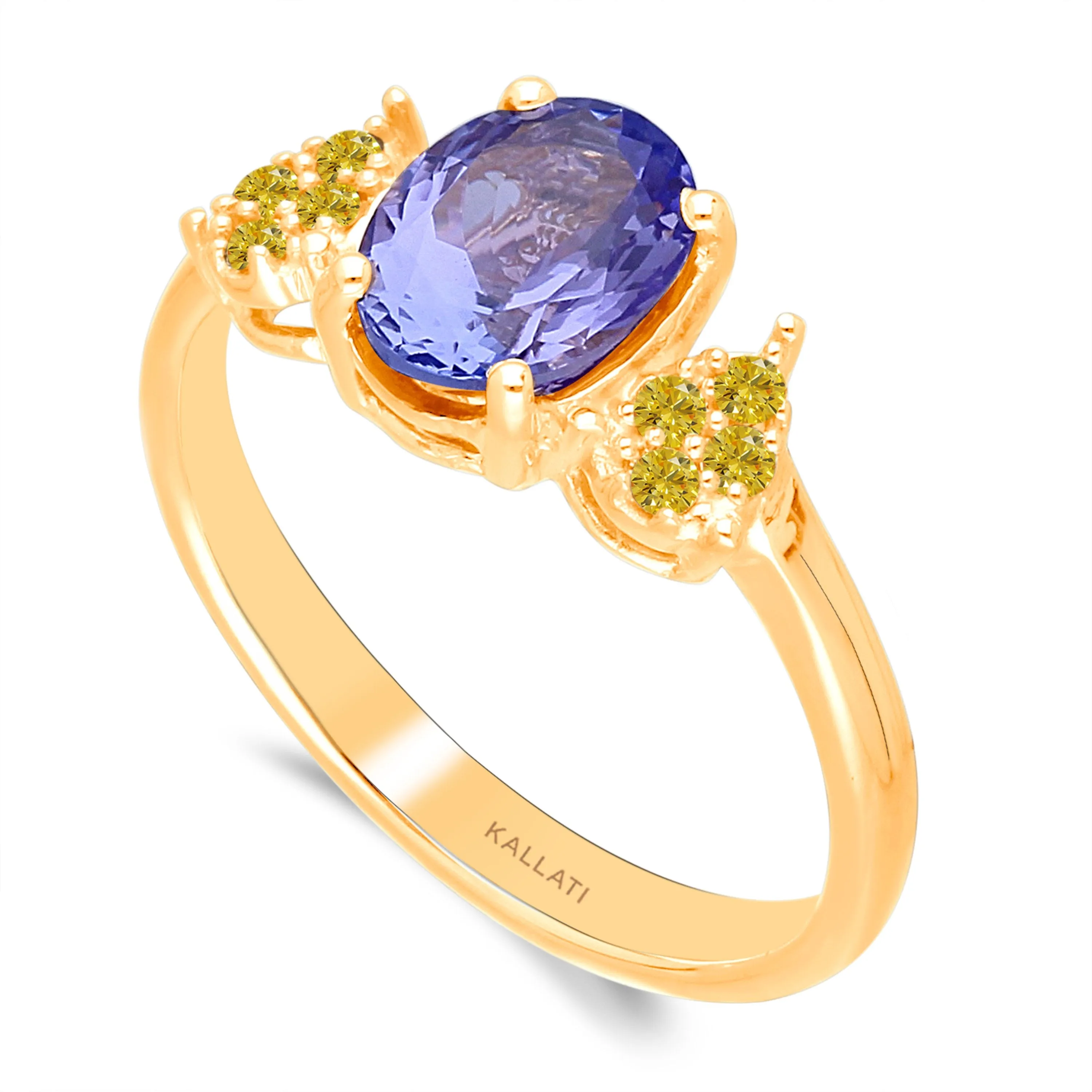 Yellow Gold Tanzanite & Yellow Diamond Heirloom Ring