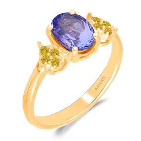 Yellow Gold Tanzanite & Yellow Diamond Heirloom Ring