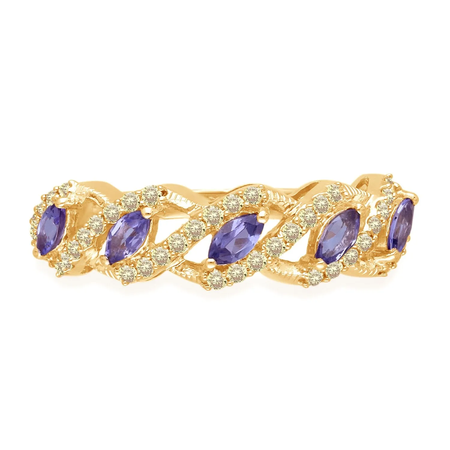 Yellow Gold Tanzanite and Yellow Diamond Renaissance Ring