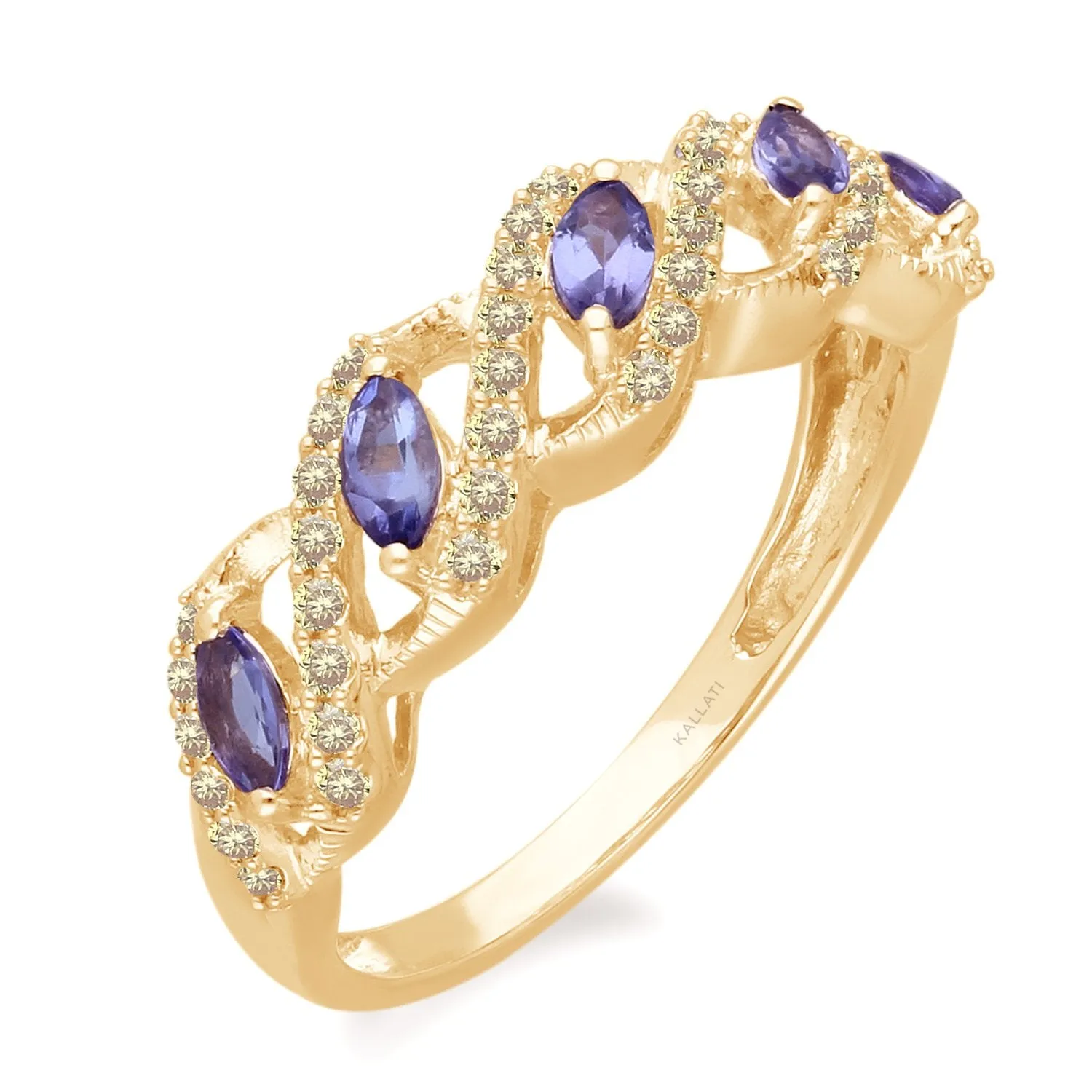 Yellow Gold Tanzanite and Yellow Diamond Renaissance Ring