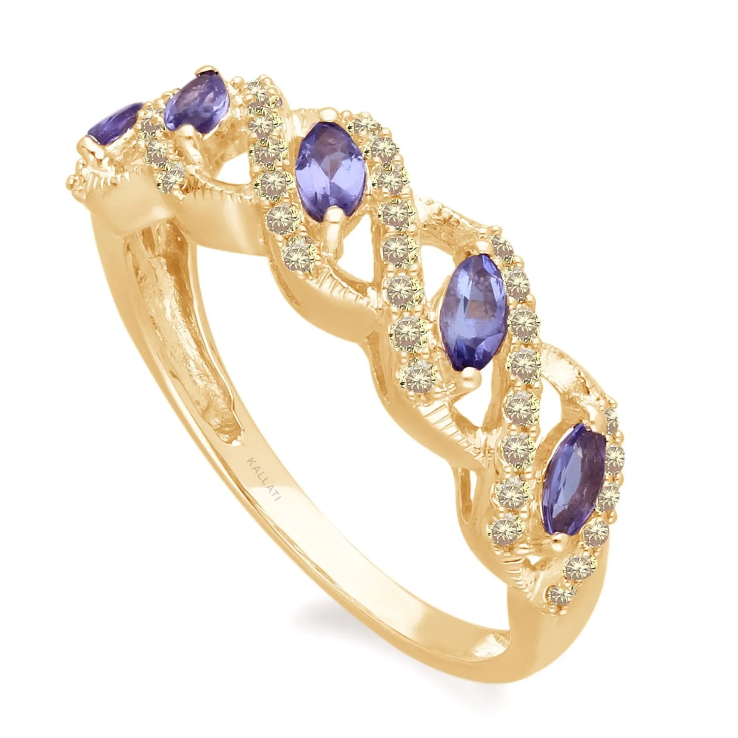 Yellow Gold Tanzanite and Yellow Diamond Renaissance Ring