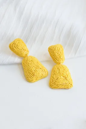 YELLOW RAFFIA EARRINGS